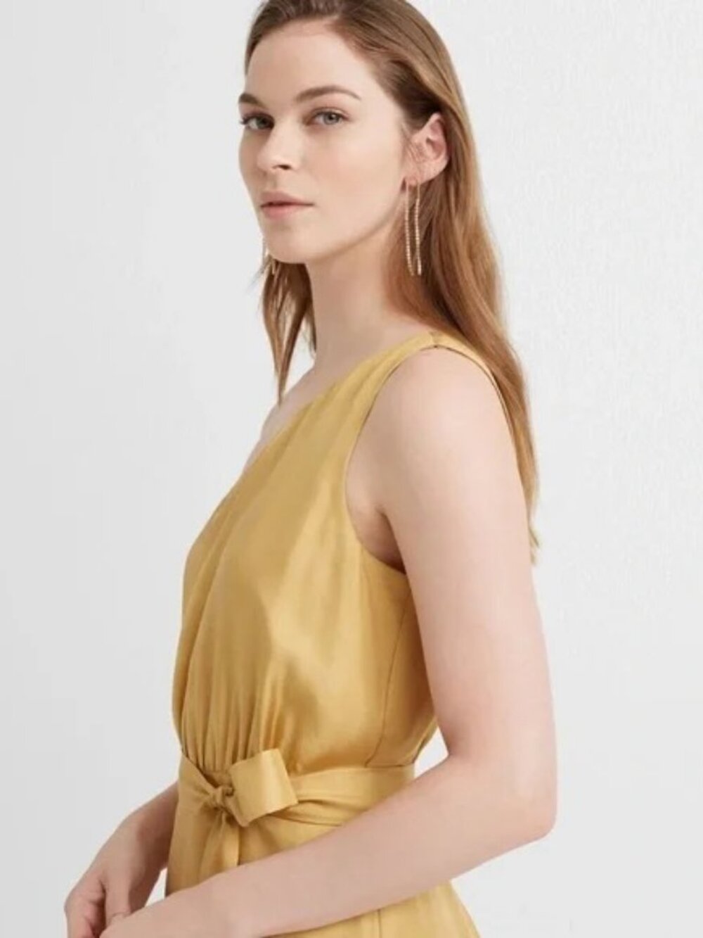 Club Monaco One-Shoulder Midi Dress in Mustard - Picture 2 of 12